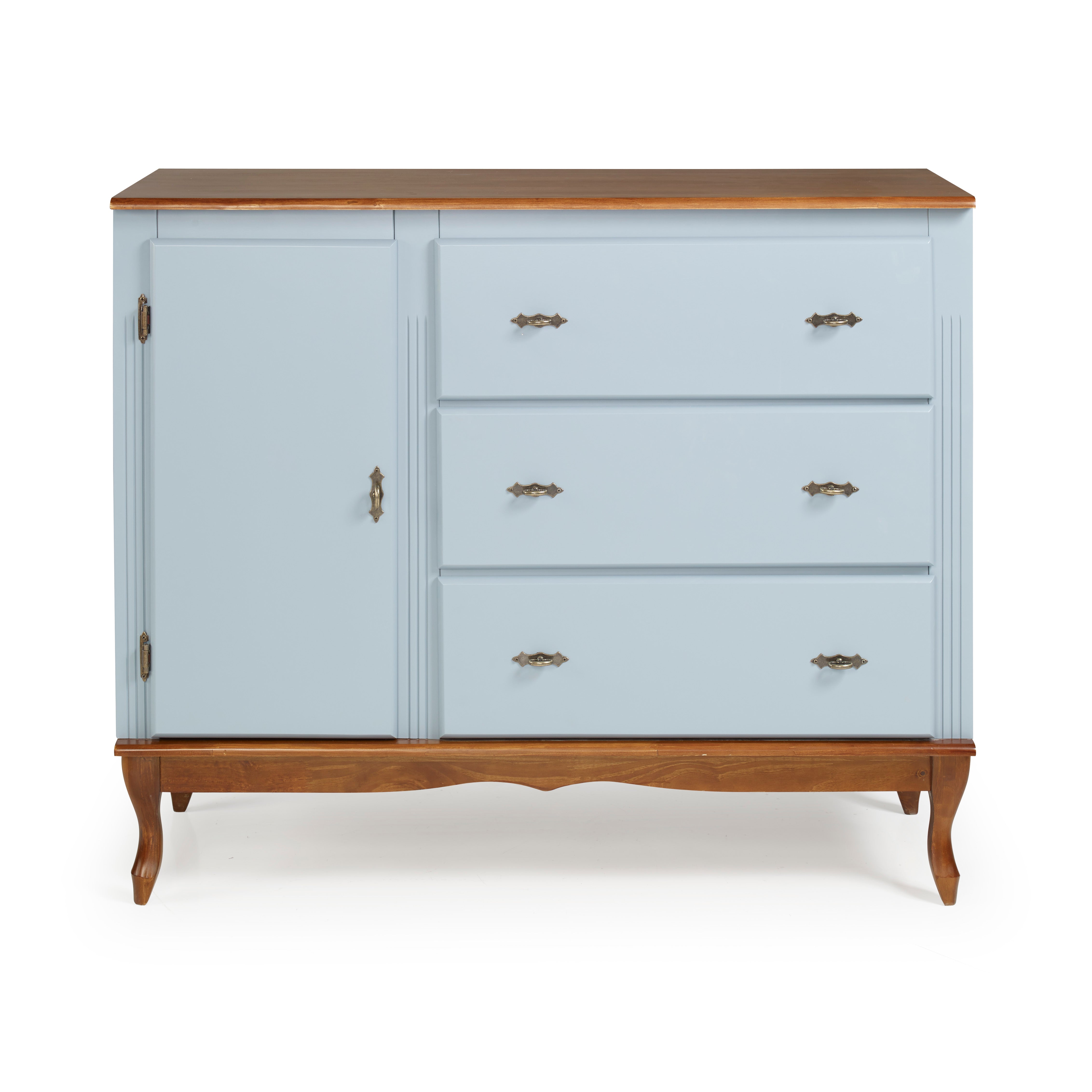 BALCÃO 01 PORTA + 3 GAVETAS COM PÉS TORNEADOS