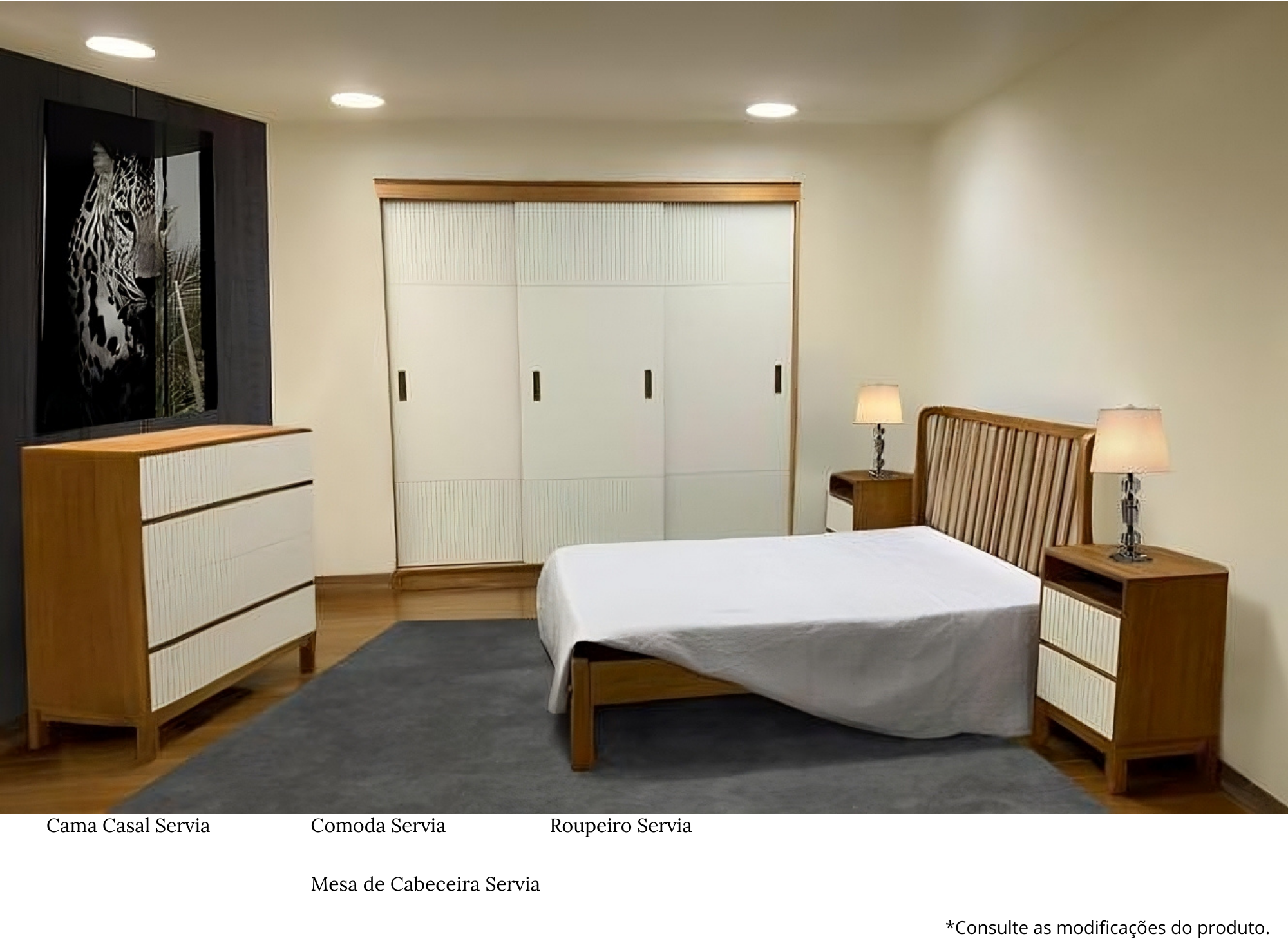 Criado-Mudo Servia Madeira Maciça Mel/Branco 75 cm x 45 cm x 40 cm