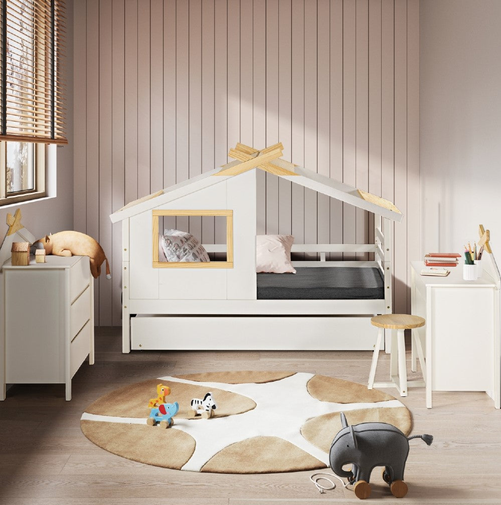 Bicama Kids Madeira Maciça Branco 154 cm x 220 cm x 97 cm