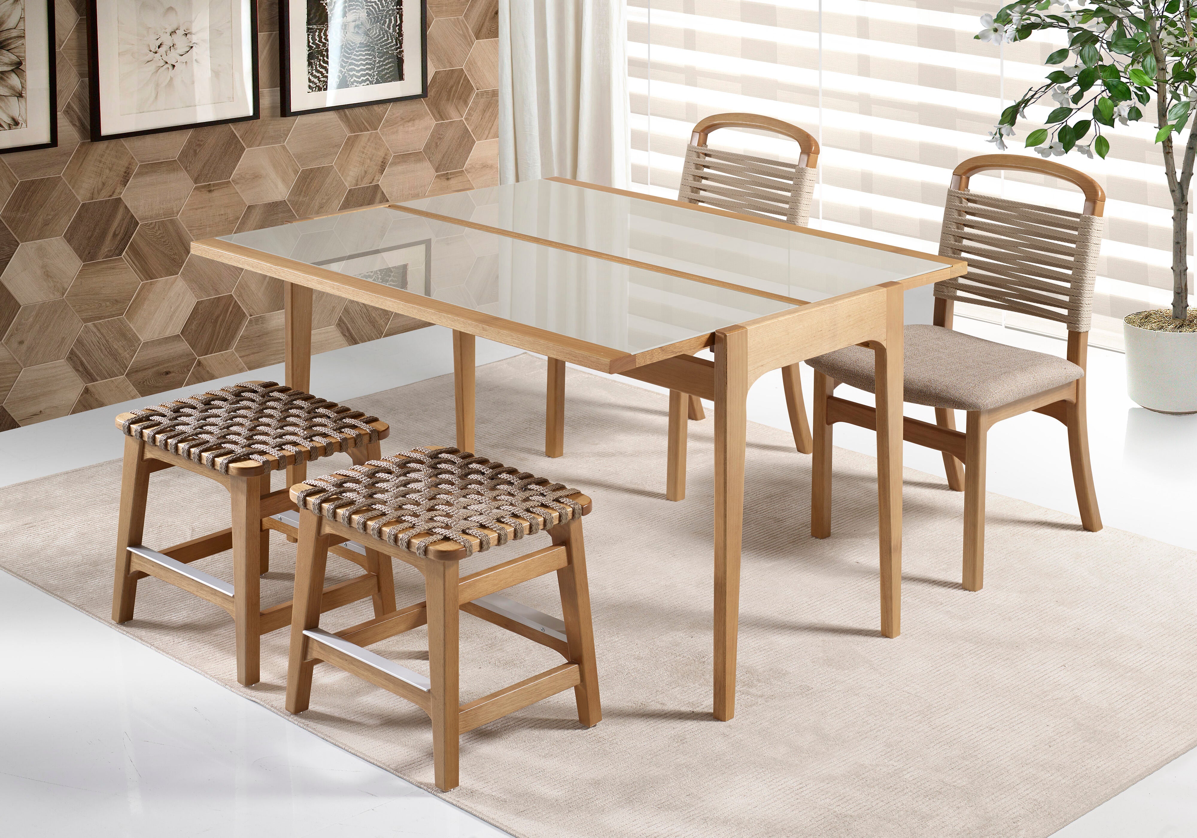 MESA APARADOR SEIXAS TAMPA VIDRO BRANCO