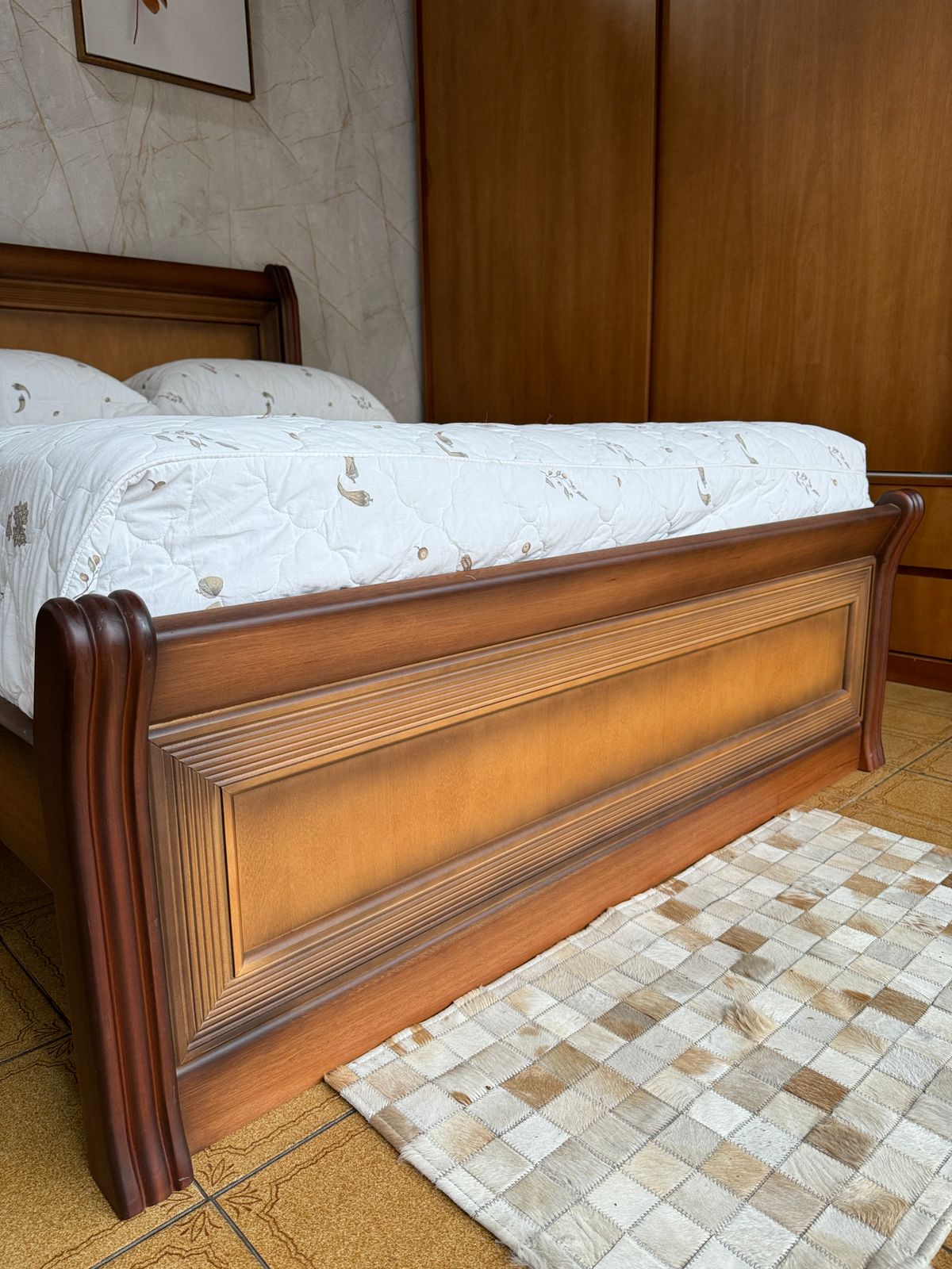 Cama Casal Madeira Maciça Napoleão Mel Envelhecido