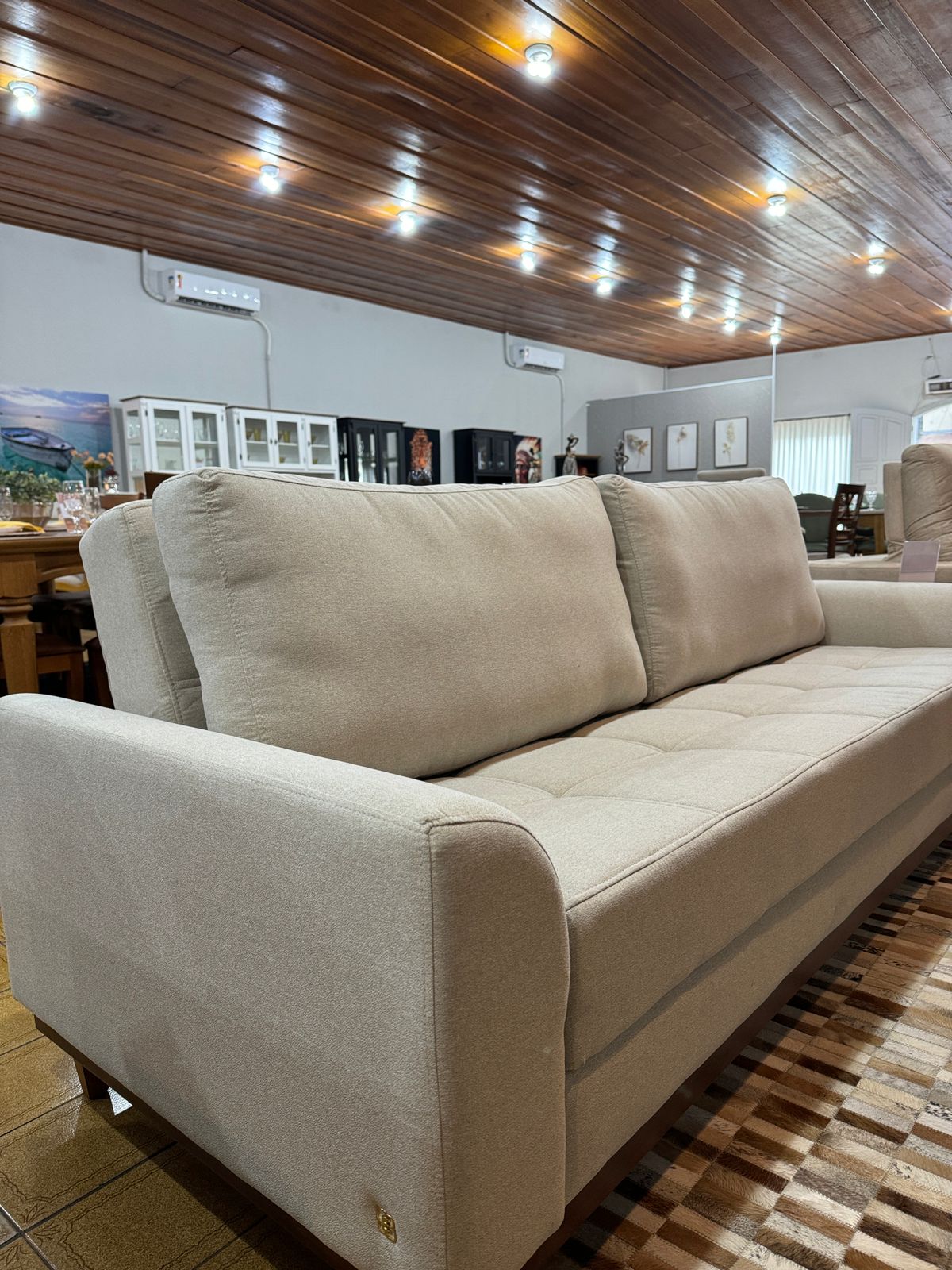 Sofá Alegra Linho Off White 82 cm x 220 cm x 90 cm - 3 Lugares