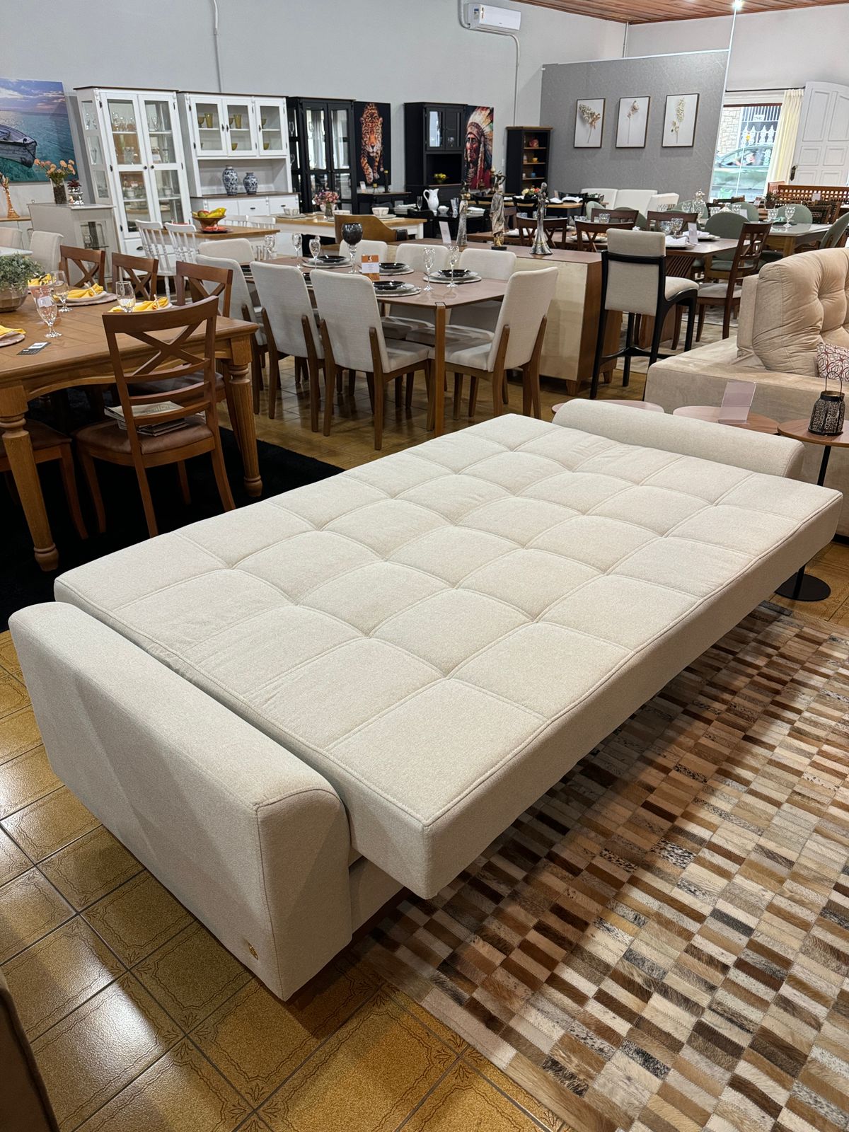Sofá Alegra Linho Off White 82 cm x 220 cm x 90 cm - 3 Lugares