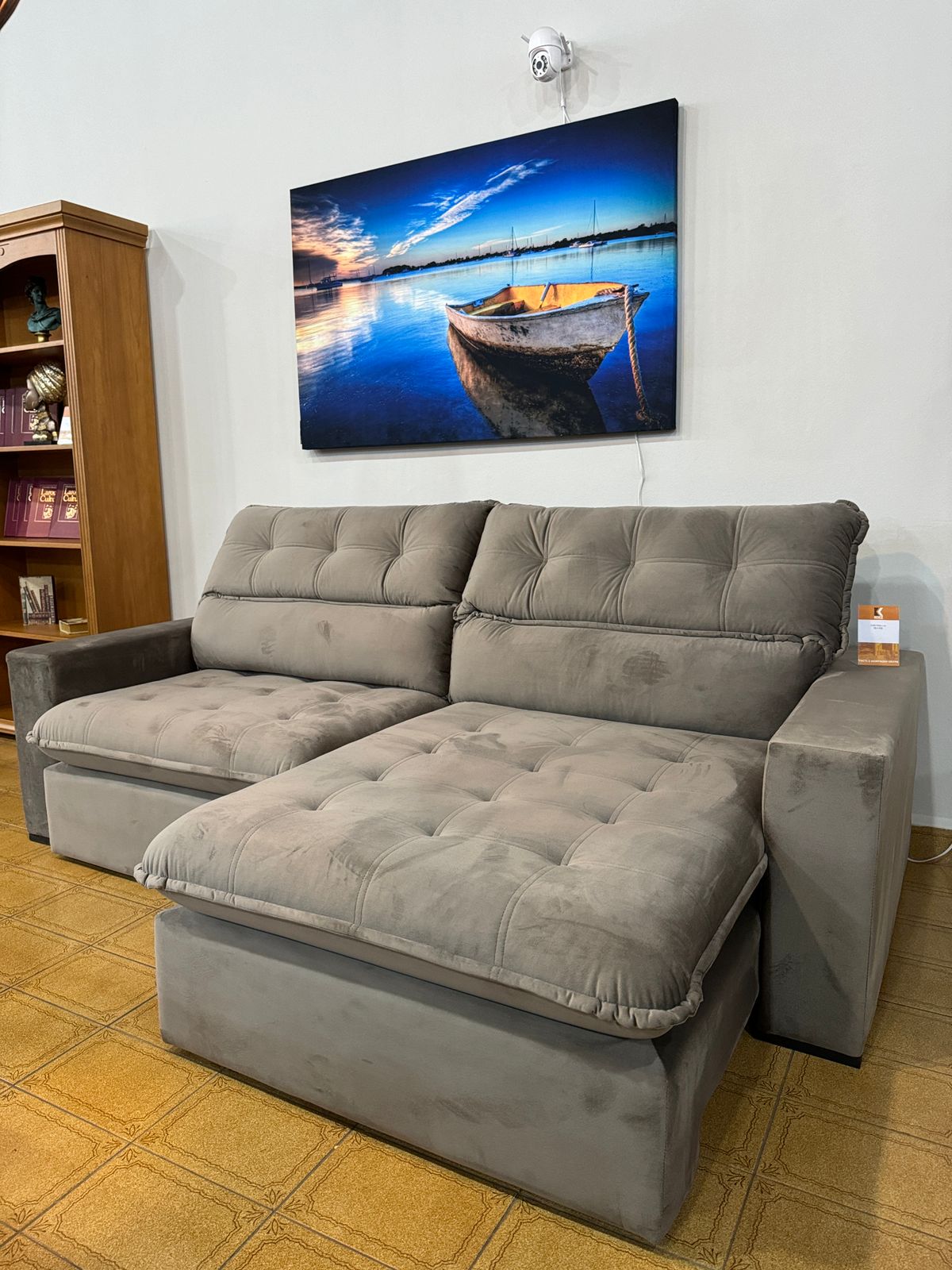 Sofá Gero Suede Prata 105 cm x 240 cm x 115 cm - 4 Lugares