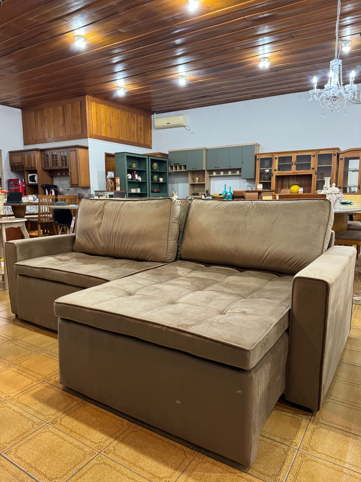 Sofá Posh Suede Creme 92 cm x 230 cm x 102 cm - 4 Lugares